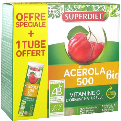 Acérola 500 Bio naturellement riche en vitamine C